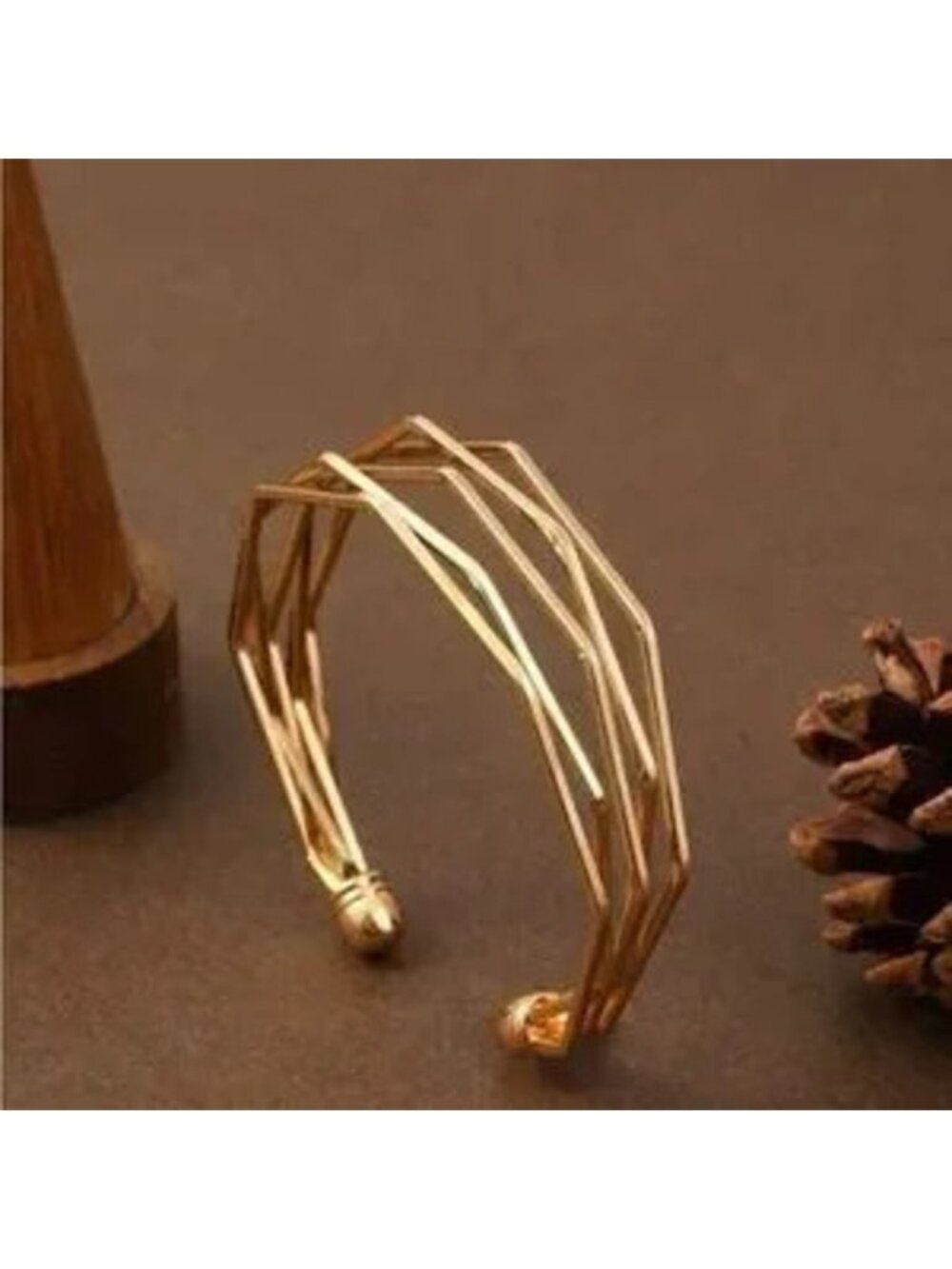 Gold 1pc Geometric Cuff Bracelet
